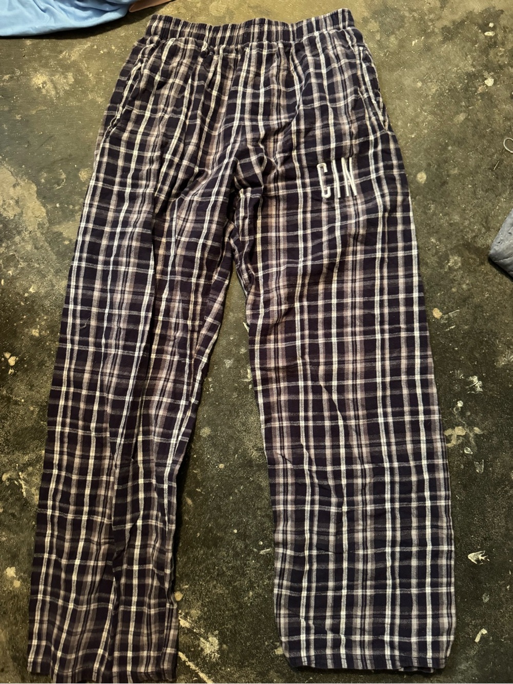 Men's Navy Plaid Lounge Pants - Unbranded
